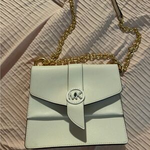 Michael Kors Cream Crossbody Bag with Gold Chain
